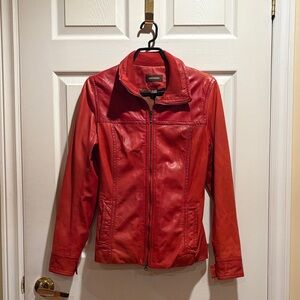 Danier Vibrant Red Leather Jacket for Women